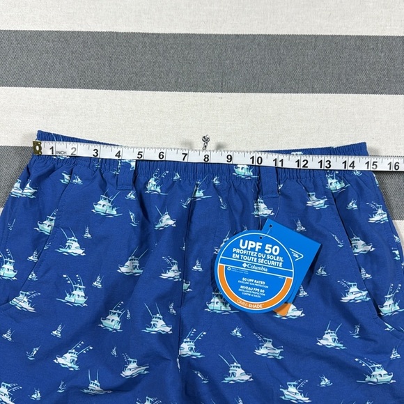 Columbia Men’s Swim Trunks Blue Boat Print Backcast Shorts S NWT 6” Inseam UPF - Picture 10 of 15